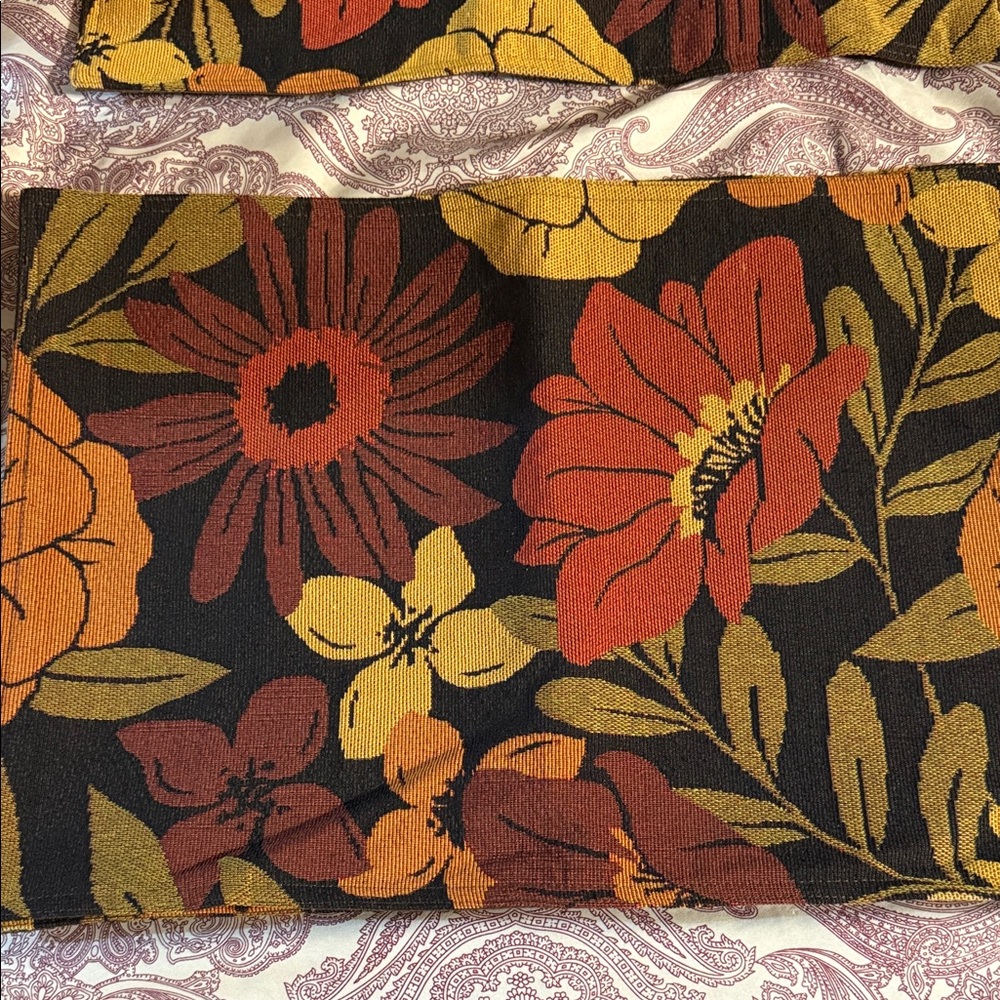 Source Unknown Floral Kitchen Placemats Black, Red, Orange, Yellow, Green - Picture 2 of 8